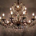 Antique Brass Chandelier with Crystals