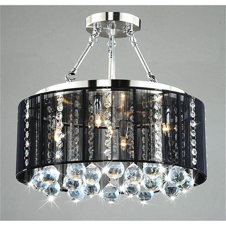 Crystal Chandelier with Drum Shade