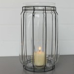 Iron and Glass Hurricane Candle Holder
