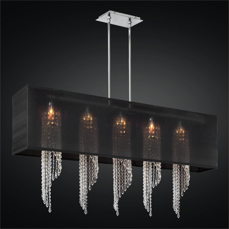 Rectangular Crystal Chandelier with Shade
