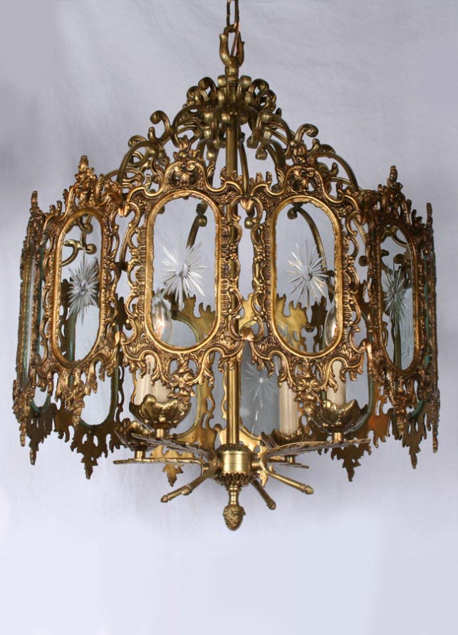 Vintage Antique Brass Chandelier
